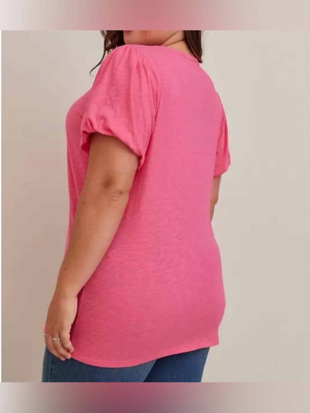 Torrid 5X Slub Puff Sleeve Tee with Scoope Neckline 100% Cotton